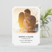 Winterhochzeit - Snowflakes Save the Date Einladung (Stehend Vorderseite)