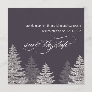 Winterhochzeit speichert die Datumskarten Bäume Save The Date