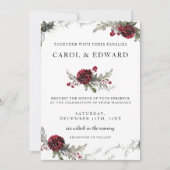 Winterhochzeit Vintager Blumenweihstil Einladung (Vorderseite)