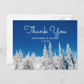 Winterhochzeit von Snow Pine Trees Vielen Dank Postkarte (Vorne/Hinten)