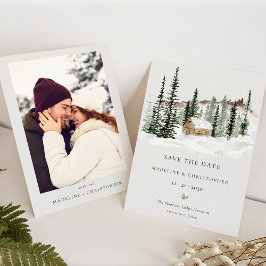 Winterhochzeit von Snowy Pine Tree Save the Date