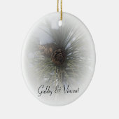 Winterhochzeit von Snowy Pines Keramik Ornament (Rechts)