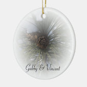 Winterhochzeit von Snowy Pines Keramik Ornament (Links)