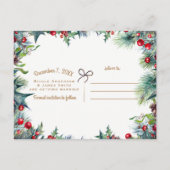 Winterhochzeit - Weihnachten Save the Date Ankündigungspostkarte (Rückseite)