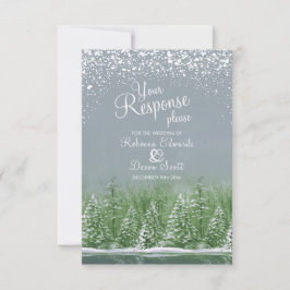 Winterhochzeitbäume sind grün graue Antwortkarte RSVP Karte