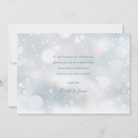 Winterhochzeiten Schneeflocken Elegante Moderne Dankeskarte (Rückseite)