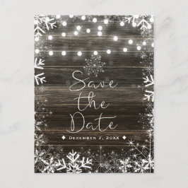 Winterhochzeiten und Schneeflocken Save the Date Ankündigungspostkarte