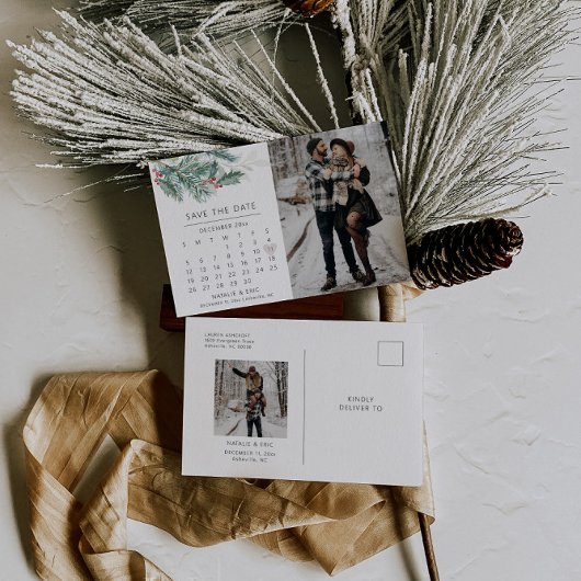 Winterhochzeitkalender Save the Date Postkarte