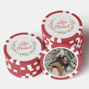 Winterhochzeitkegel Rote Beeren Stern Wasserfarbe Pokerchips
