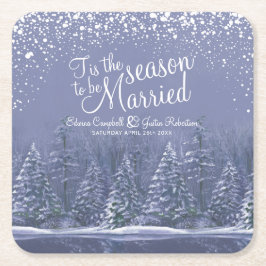 Winterhochzeitkiefern Seeblick Kunst Rechteckiger Pappuntersetzer