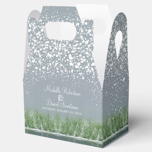 Winterhochzeitkiefernbäume Grüne Kunst Geschenkschachtel (Geöffnet)