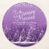 Winterhochzeitkiefernsee lila Kunst Runder Pappuntersetzer (Vorderseite)