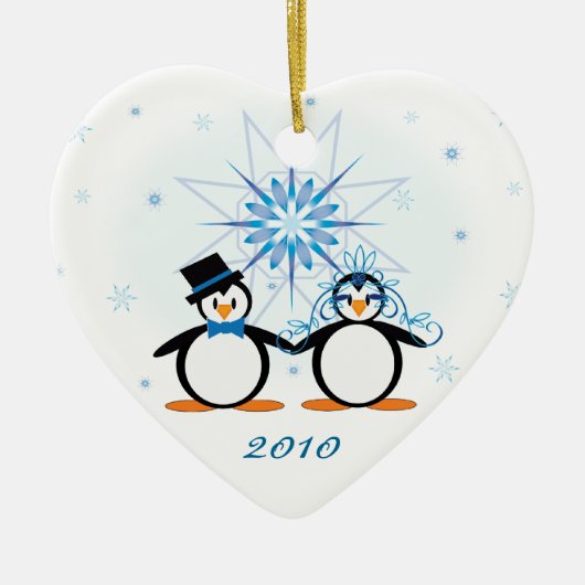 Winterhochzeitpinguine, kundenspezifische Ornament (Vorne)