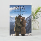 Winterhochzeitseinladung im Gebirge Einladung (Stehend Vorderseite)