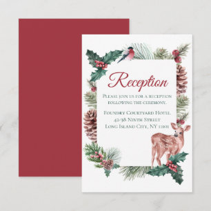 Winterhochzeitsempfang Weihnachtshirsch Rot Blume Einladung