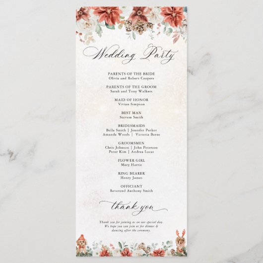 Winterhochzeitsprogramm Programm (Rückseite)