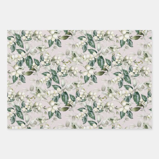 Winterholz Äste grünes Muster Wasserfarbe Geschenkpapier Set (Vorderseite 3)