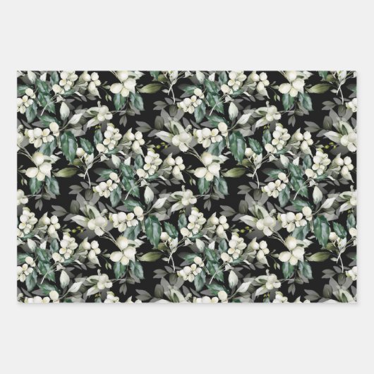 Winterholz Äste grünes Muster Wasserfarbe Geschenkpapier Set (Vorderseite 2)