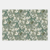 Winterholz Äste grünes Muster Wasserfarbe Geschenkpapier Set (Vorderseite)