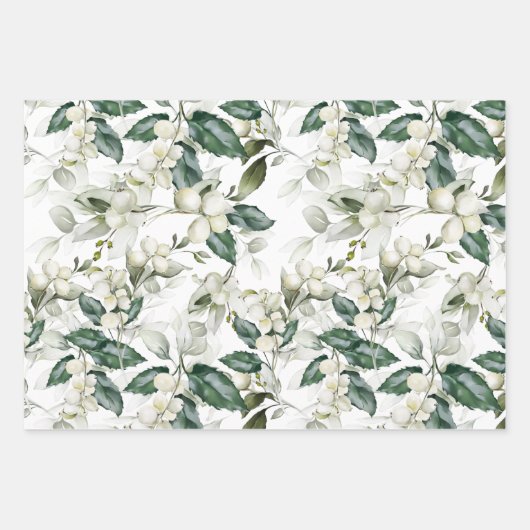 Winterholz zweigt grünes Muster ab Geschenkpapier Set (Vorderseite 3)