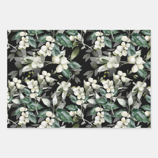 Winterholz zweigt grünes Muster ab Geschenkpapier Set (Vorderseite 2)