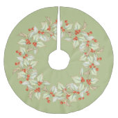 Winterholzbeeren-Kranz Polyester Weihnachtsbaumdecke (Vorderseite)