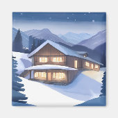 Winterholzhütte Magnet (Vorne)