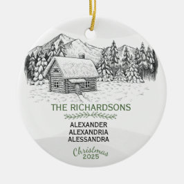 Winterholzhütte Snowy Mountain X 3 Keramik Ornament