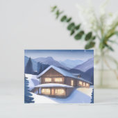 Winterholzkabine Feiertagskarte (Stehend Vorderseite)