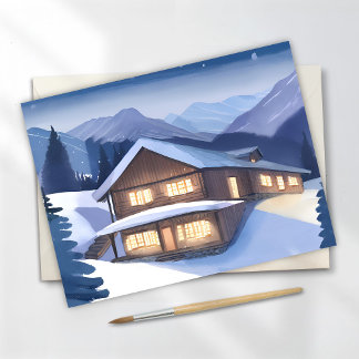 Winterholzkabine Feiertagskarte