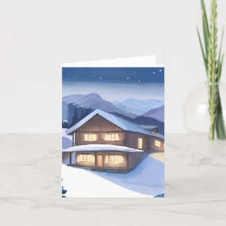 Winterholzkabine Feiertagskarte