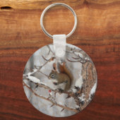 Winterhörnchen, Schnee & Rote Berries Xmas Design Schlüsselanhänger (Vorderseite)