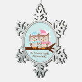 Winterhühnerfamilie Schneeflocken Zinn-Ornament (Rechts)