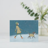 Winterhund Wanderurlaub Postkarte (Stehend Vorderseite)