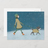 Winterhund Wanderurlaub Postkarte (Vorne/Hinten)