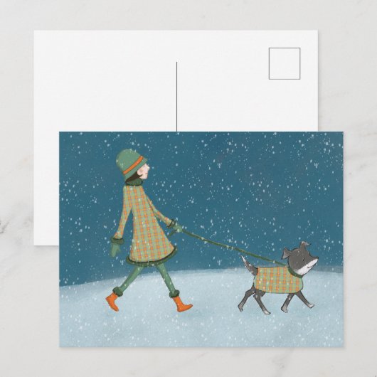 Winterhund Wanderurlaub Postkarte (Vorne/Hinten)