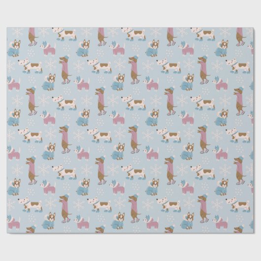 Winterhunde Geschenkpapier (Flach)