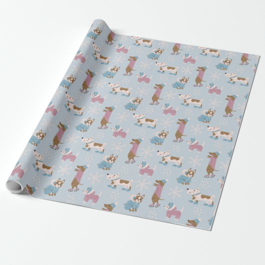 Winterhunde Geschenkpapier (Ungerollt)