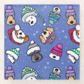 Winterhunde Glasuntersetzer (Vorderseite)