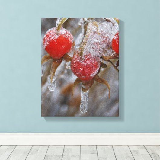 Winterhüpfen in der Rose Leinwanddruck (Insitu (Holzboden))