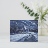 Winterhütte bei Nacht Postkarte (Stehend Vorderseite)