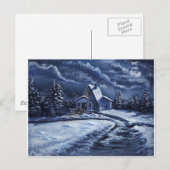 Winterhütte bei Nacht Postkarte (Vorne/Hinten)