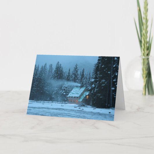 Winterhütte Feiertagskarte (Vorderseite)
