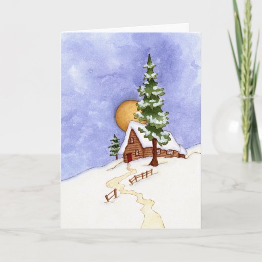Winterhütte Feiertagskarte (Vorderseite)