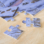 Winterhütte Hirsch im Schnee Weihnachtsszene Puzzle (Seite)