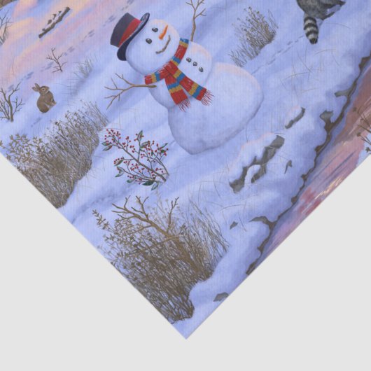 Winterhütte Hirsch im Schnee Weihnachtsszene Seidenpapier (Detail)