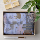 Winterhütte Hirsch im Schnee Weihnachtsszene Seidenpapier (Geschenk)