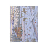 Winterhütte Hirsch in Schneeschweihnachtszene Notizblock (Rotiert)