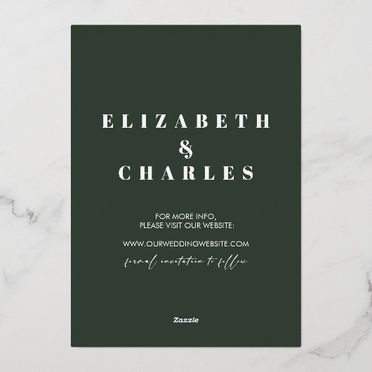 Winterhütte Hütte Grün Rustikal Save the Date Folieneinladung (Rückseite)