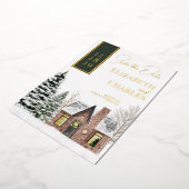 Winterhütte Hütte Grün Rustikal Save the Date Folieneinladung (Gedreht)